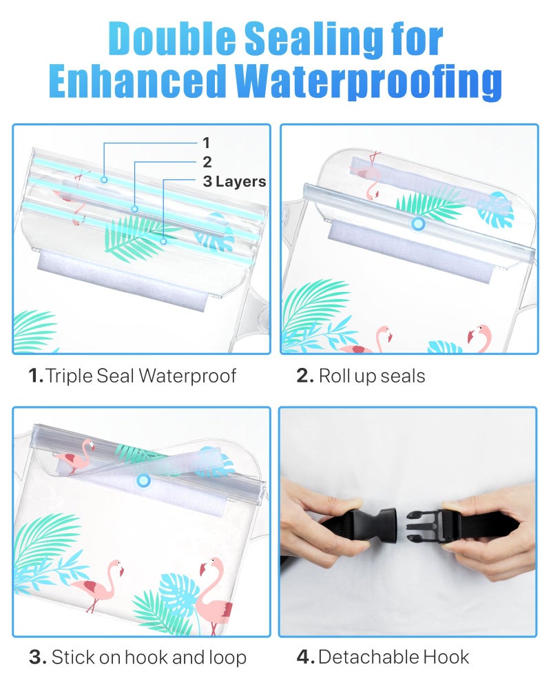 F-color Waterproof Fanny Pack - Waterproof Phone Pouch with Waist Strap - Cruise Essentials 2025 Must Haves Waterproof Pouch Dry Bag Keep Phone Valuables Safe for Beach Kayaking Boating Fishing - Image 4